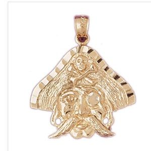 A brand new 14k yellow gold pirate charm.